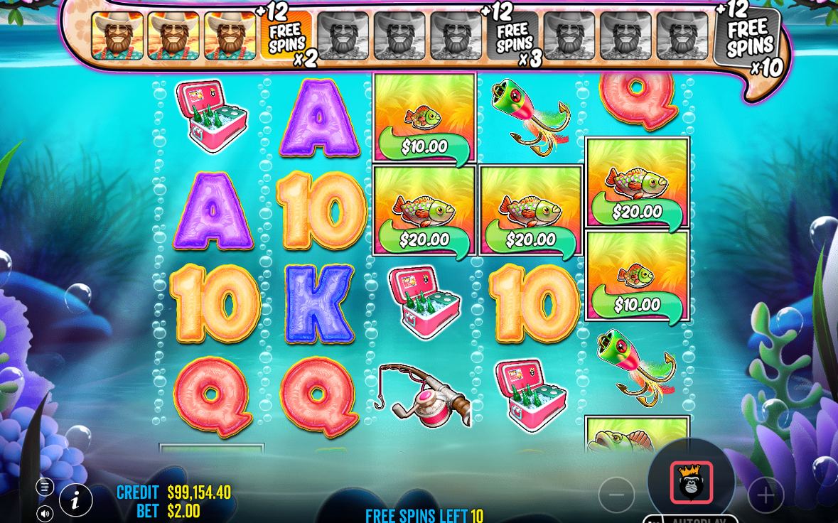 Free Spins-läge med Wild och samlade fiskvärden